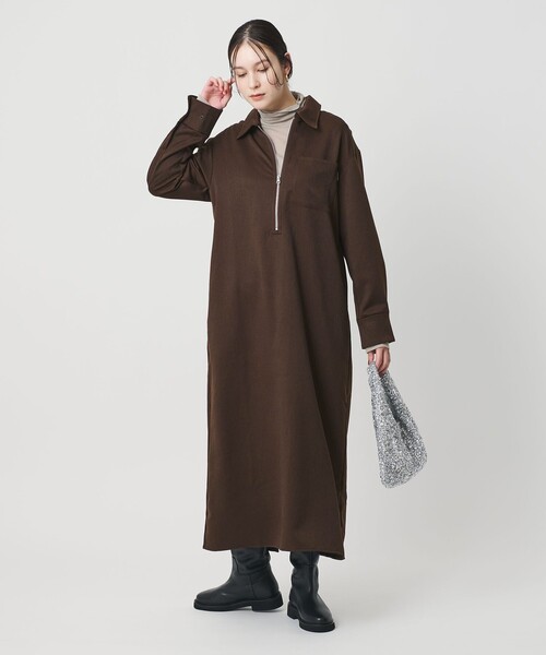 THOUSAND MILE(サウザンドマイル)の「<THOUSAND MILE>ハーフジップ ワンピース(ワンピース・レディース・ダークグレー/ダークブラウン・FREE)」の7枚目の写真