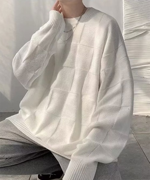 Blockcheck Knit Tops — блуза в клетку