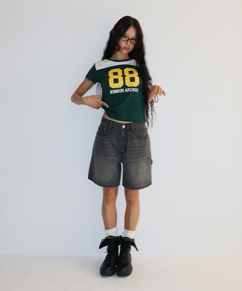 RONRON(ロンロン)の「SPORTY 88 STAR SHORT T SHIRT GREEN(Tシャツ/カットソー・レディース・その他・FREE)」の3枚目の写真