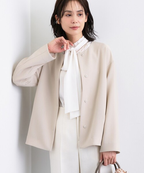 ◇【洗える/羽織り】カラーレスジャケット(ノーカラー ◇【洗える/羽織り】カラーレスジャケット(ノーカラー