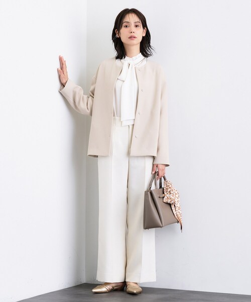INDIVI(インディヴィ)の「◆【洗える/羽織り】カラーレスジャケット(ノーカラージャケット・レディース・ネイビー/ナチュラル・13/15 /36/38/40)」の6枚目の写真