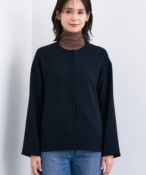 INDIVI(インディヴィ)の「◆【洗える/羽織り】カラーレスジャケット(ノーカラージャケット・レディース・ネイビー/ナチュラル・13/15 /36/38/40)」の12枚目の写真