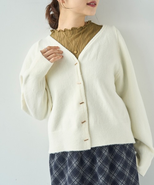 プレートボタンニットカーディガン【585153】（ニット/セーター）｜mil