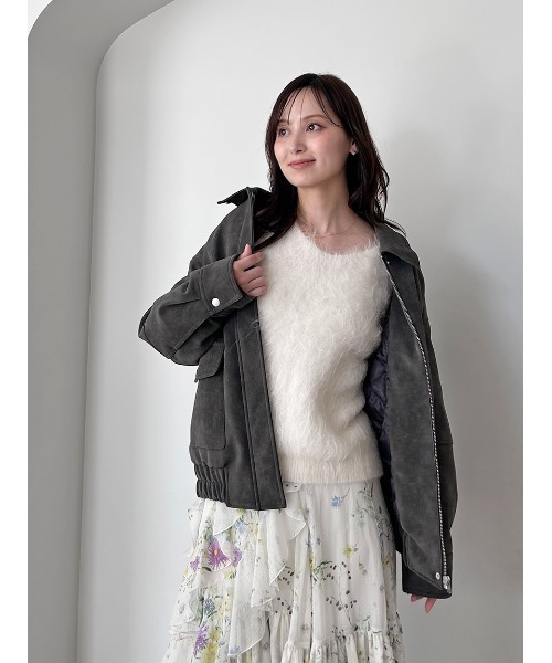 SNIDEL（スナイデル）の「マルチファブリックボアカラーブルゾン（ブルゾン・レディース・ブラック/グレー/ブラウン・0/1）」の10枚目の写真