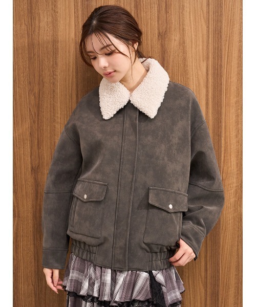 SNIDEL（スナイデル）の「マルチファブリックボアカラーブルゾン（ブルゾン・レディース・ブラック/グレー/ブラウン・0/1）」の13枚目の写真