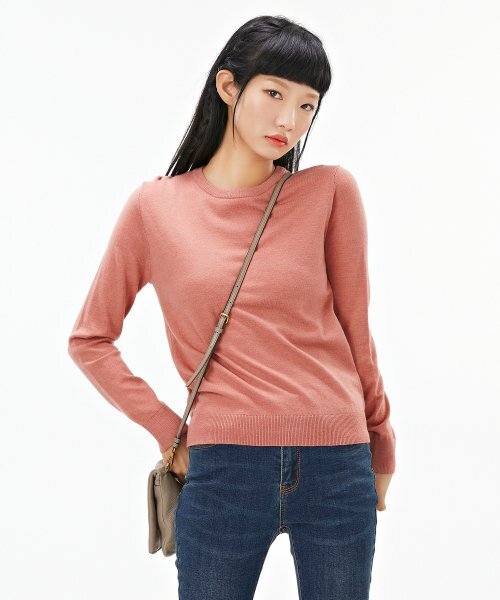 CHASECULT(チェイスカルト)の「女性ベーシックラウンドセーター-AFZG5204D0P(ニット/セーター・レディース・PINK・85)」の2枚目の写真