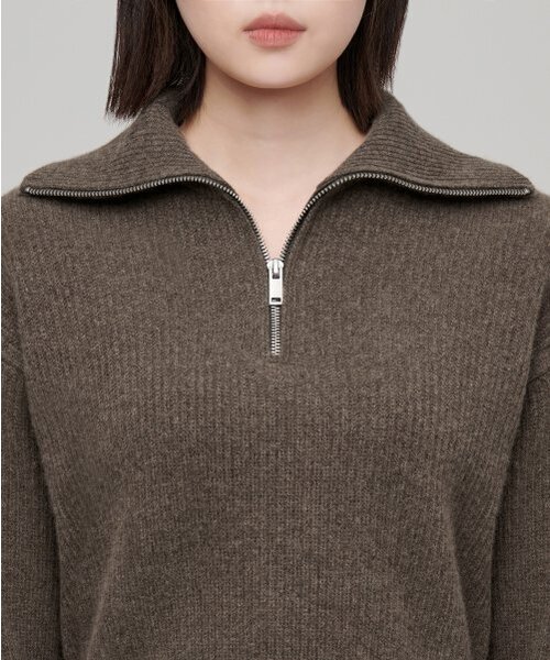 MUSINSA STANDARD WOMAN（ムシンサスタンダードウーマン）の「ウィメンズラムウールリブニットハーフジップ[モカブラウン]（ニット/セーター・レディース・その他・X-SMALL/SMALL/MEDIUM/LARGE）」の7枚目の写真