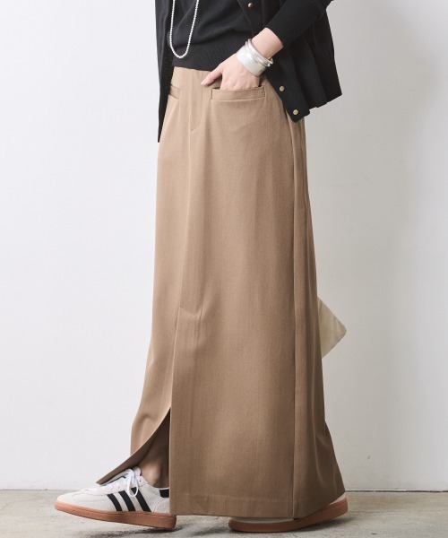 CHIC STYLE(シックスタイル)の「【セットアップ対応】タイトマキシスカート<大きいサイズ有>シックスタイル(スカート・レディース・モカ/ブラック・M/L/LL/3L/4L/5L)」の2枚目の写真