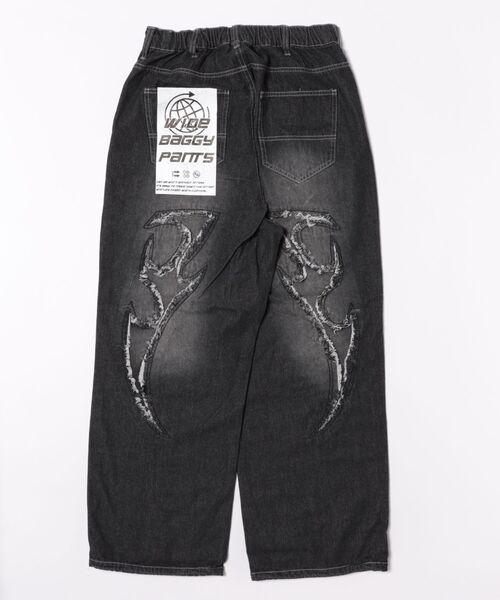 NYLAUS(ナイラス)の「【NYS】トライバル カットオフモチーフ バギーパンツ ワイドデニムパンツ(デニムパンツ・メンズ・ブラック/ブルー・M/L)」の15枚目の写真