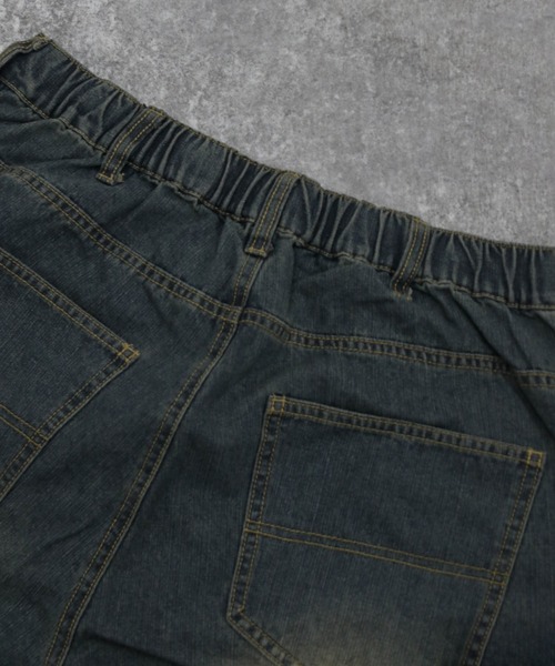 NYLAUS(ナイラス)の「【NYS】トライバル カットオフモチーフ バギーパンツ ワイドデニムパンツ(デニムパンツ・メンズ・ブラック/ブルー・M/L)」の5枚目の写真