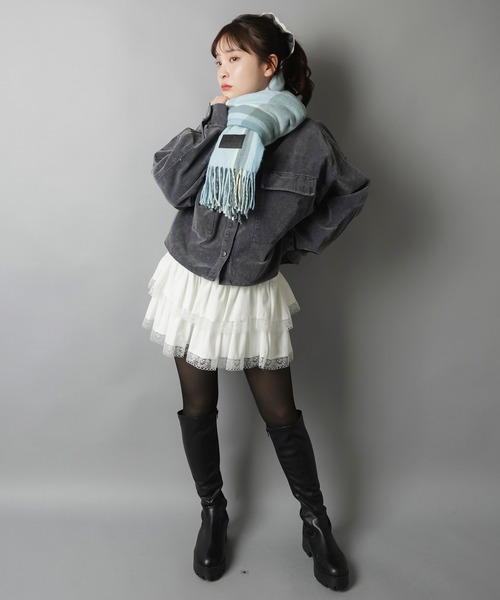 SPINNS（スピンズ）の「コットンシュシュ/レースリボン（シュシュ・レディース・グレー系その他・ONESIZE）」の4枚目の写真