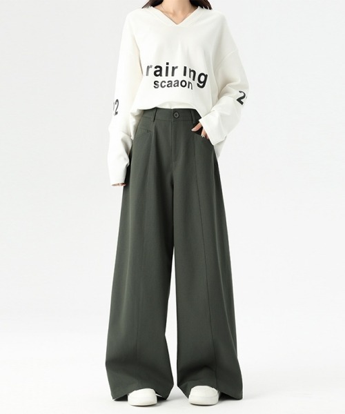 gossip!ロサンゼルス(ゴシップロサンゼルス)の「Y2Kガーリー レトロロングスラックス/ワイドパンツ(スラックス・レディース・ブラック/ネイビー/ダークグレー/ライトグレー・S/M)」の14枚目の写真