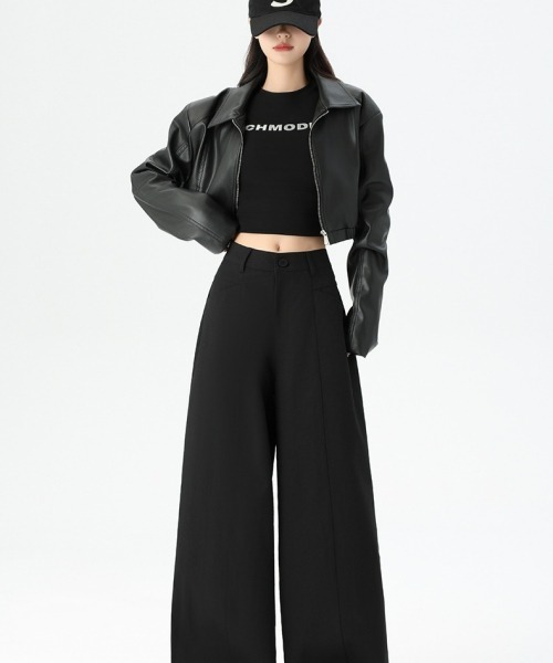 gossip!ロサンゼルス(ゴシップロサンゼルス)の「Y2Kガーリー レトロロングスラックス/ワイドパンツ(スラックス・レディース・ブラック/ネイビー/ダークグレー/ライトグレー・S/M)」の18枚目の写真