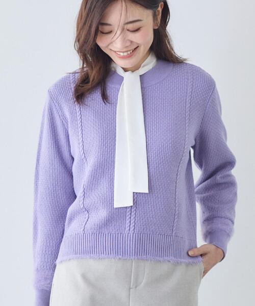 セール】【ほんのりラメ感◎】ケーブル柄ニット（ニット/セーター