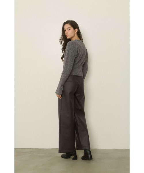 セール】Fake Leather Wide Pants /裏起毛 フェイクレザーパンツ