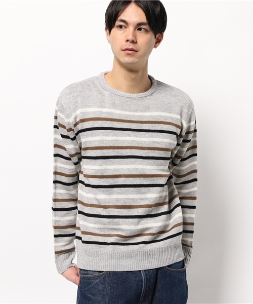 CIAOPANIC TYPY（チャオパニックティピー）の「マルチボーダーニットプルオーバー（ニット/セーター・メンズ・ネイビー/グレー/ホワイト・LARGE/MEDIUM/SMALL）」の10枚目の写真