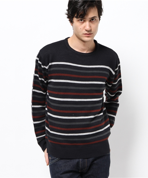 CIAOPANIC TYPY（チャオパニックティピー）の「マルチボーダーニットプルオーバー（ニット/セーター・メンズ・ネイビー/グレー/ホワイト・LARGE/MEDIUM/SMALL）」の3枚目の写真