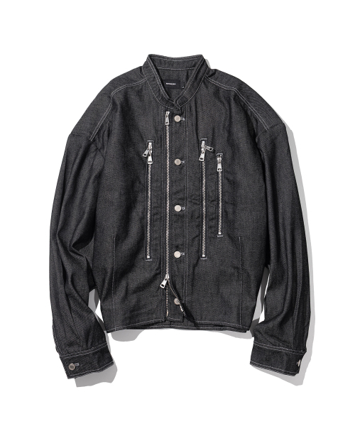 セール】HIGH NECK BIKER DENIM MFHJK003-BK（デニムジャケット 