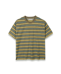 ストライプ半袖Tシャツ(カーキ)