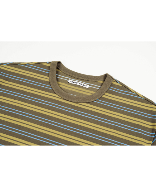 CONNECT KINLOCH(コネクトキンロック)の「ストライプ半袖Tシャツ(カーキ)(Tシャツ/カットソー・メンズ・カーキ・MEDIUM/LARGE/X-LARGE)」の3枚目の写真