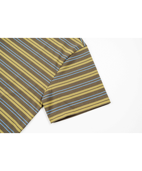 CONNECT KINLOCH(コネクトキンロック)の「ストライプ半袖Tシャツ(カーキ)(Tシャツ/カットソー・メンズ・カーキ・MEDIUM/LARGE/X-LARGE)」の4枚目の写真
