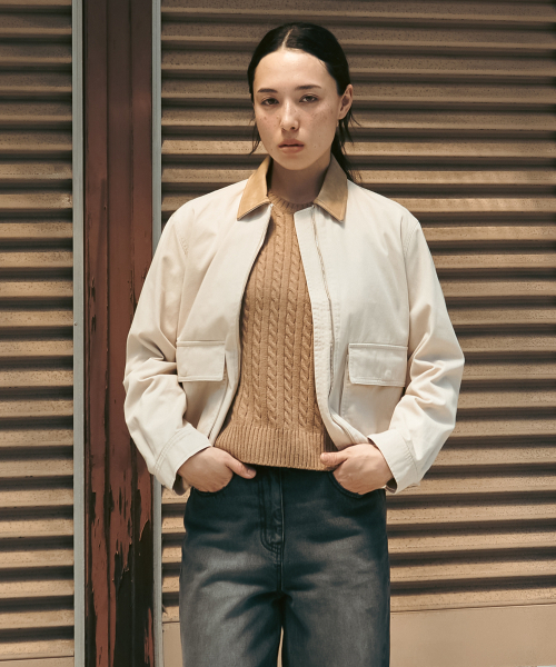 UNIFORM BRIDGE（ユニフォームブリッジ）の「washed cotton short jacket(womens) beige（デニムジャケット・メンズ・その他・SMALL/MEDIUM）」の2枚目の写真