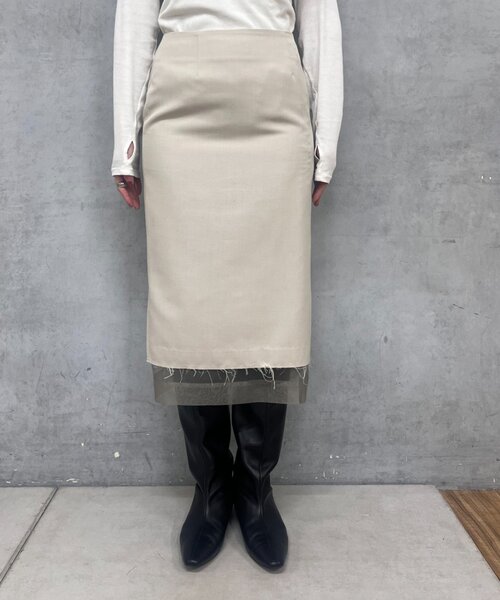 SHENERY（シーナリー）の「4WAYダブルレイヤードスカート（スカート・レディース・グレー/ベージュ・38/36）」の10枚目の写真