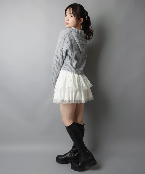 SPINNS（スピンズ）の「“今年これが正解”☆万能ジップニットパーカー/ワンポイント刺繍（パーカー・レディース・オフホワイト/グレー/ピンク/ブラック・ONESIZE）」の18枚目の写真