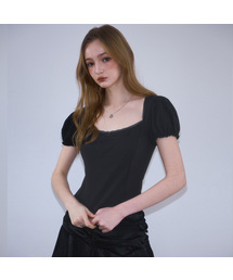 Lace Line Puff T-shirt [Black]