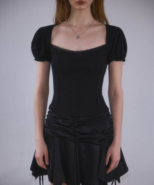 ROSEFRANTZ（ロゼフランツ）の「Lace Line Puff T-shirt [Black]（Tシャツ/カットソー・レディース・ブラック・SMALL）」の2枚目の写真