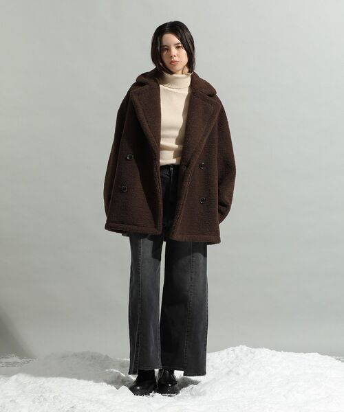 CRAFT STANDARD BOUTIQUE（クラフトスタンダードブティック）の「ダブルボアミディコート（その他アウター・レディース・ブラウン/アイボリー/グレー・FREE）」の15枚目の写真