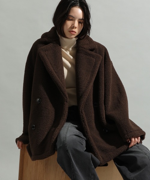 CRAFT STANDARD BOUTIQUE（クラフトスタンダードブティック）の「ダブルボアミディコート（その他アウター・レディース・ブラウン/アイボリー/グレー・FREE）」の3枚目の写真