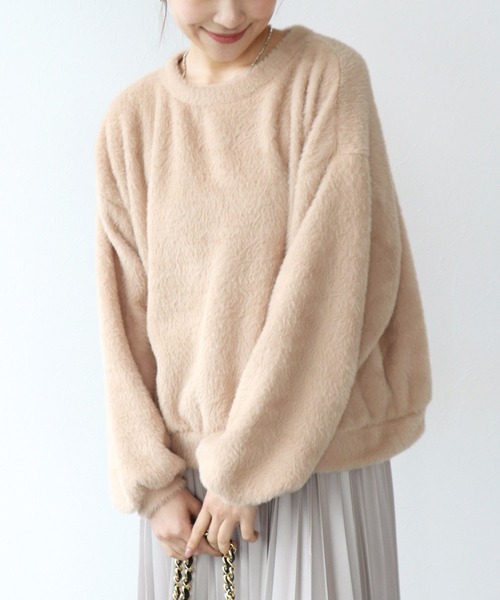 Jines(ジネス)の「ふわふわトップス(Tシャツ/カットソー・レディース・ホワイト/ベージュ/ブラウン/ライトブルー/ブラック・38)」の4枚目の写真