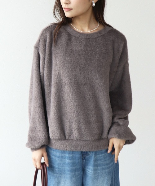 Jines(ジネス)の「ふわふわトップス(Tシャツ/カットソー・レディース・ホワイト/ベージュ/ブラウン/ライトブルー/ブラック・38)」の3枚目の写真