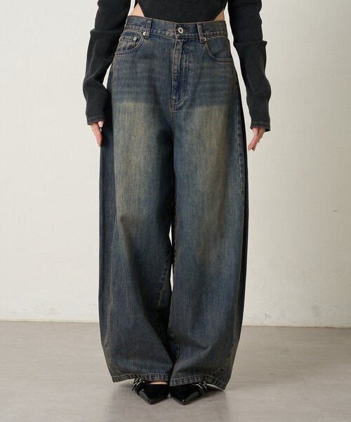 mline（エムライン）の「[mline]カーブワイドデニム（デニムパンツ・レディース・ブルー/ブラック・1/2）」の10枚目の写真