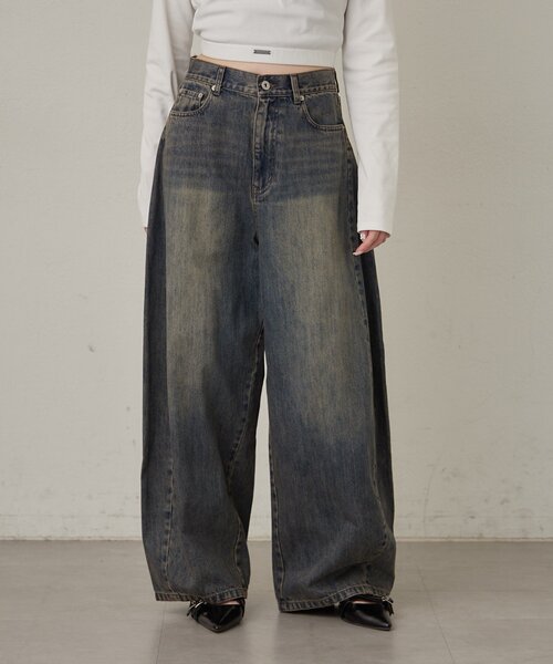 mline（エムライン）の「[mline]カーブワイドデニム（デニムパンツ・レディース・ブルー/ブラック・1/2）」の17枚目の写真