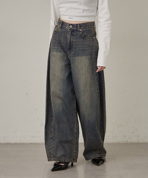 mline（エムライン）の「[mline]カーブワイドデニム（デニムパンツ・レディース・ブルー/ブラック・1/2）」の18枚目の写真