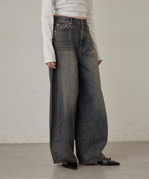 mline（エムライン）の「[mline]カーブワイドデニム（デニムパンツ・レディース・ブルー/ブラック・1/2）」の19枚目の写真