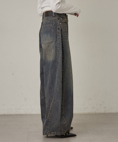 mline（エムライン）の「[mline]カーブワイドデニム（デニムパンツ・レディース・ブルー/ブラック・1/2）」の20枚目の写真