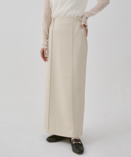 hunch(ハンチ)の「ダンボール タイトロングスカート(スカート・レディース・ブラック/ライトベージュ/チャコール・FREE)」の3枚目の写真