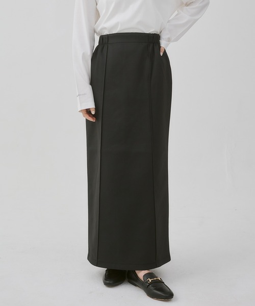 hunch(ハンチ)の「ダンボール タイトロングスカート(スカート・レディース・ブラック/ライトベージュ/チャコール・FREE)」の1枚目の写真