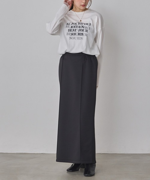 hunch(ハンチ)の「ダンボール タイトロングスカート(スカート・レディース・ブラック/ライトベージュ/チャコール・FREE)」の16枚目の写真