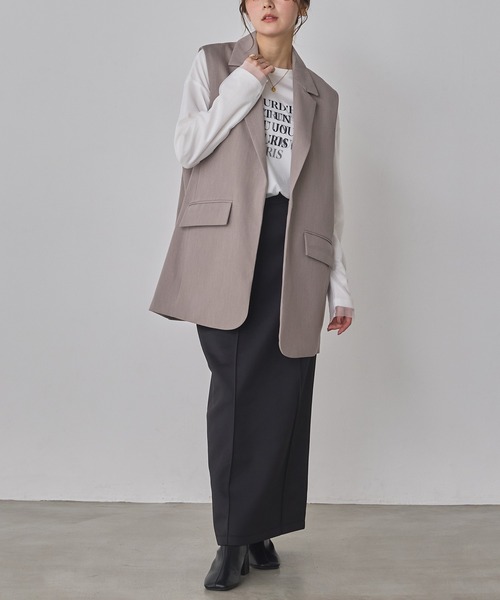 hunch(ハンチ)の「ダンボール タイトロングスカート(スカート・レディース・ブラック/ライトベージュ/チャコール・FREE)」の6枚目の写真