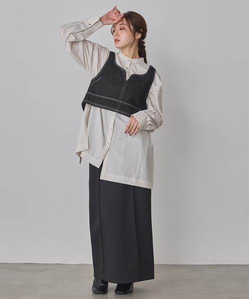 hunch(ハンチ)の「ダンボール タイトロングスカート(スカート・レディース・ブラック/ライトベージュ/チャコール・FREE)」の8枚目の写真