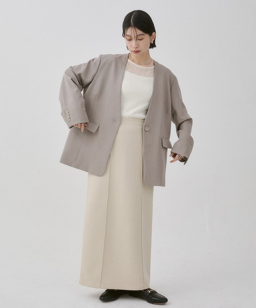 hunch(ハンチ)の「ダンボール タイトロングスカート(スカート・レディース・ブラック/ライトベージュ/チャコール・FREE)」の5枚目の写真