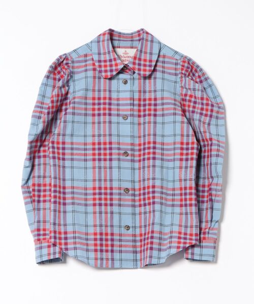 Vivienne Westwood(ヴィヴィアンウエストウッド)の「オーブJQタータンチェックエイリアンスリーブシャツ(シャツ/ブラウス・レディース・グレー系その他2/ブルー系その他・FREE)」の2枚目の写真