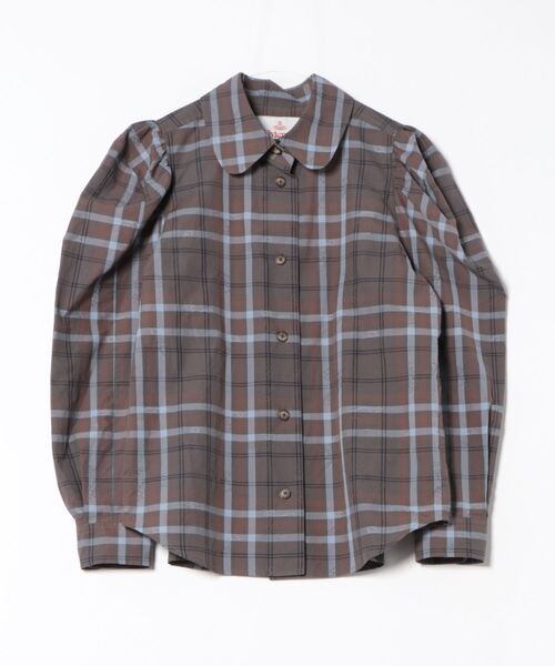 Vivienne Westwood(ヴィヴィアンウエストウッド)の「オーブJQタータンチェックエイリアンスリーブシャツ(シャツ/ブラウス・レディース・グレー系その他2/ブルー系その他・FREE)」の1枚目の写真
