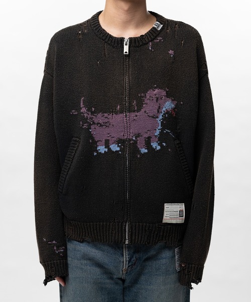 Maison MIHARA YASUHIRO（メゾンミハラヤスヒロ）の「Dog Jacquard Knit Cardigan（カーディガン/ボレロ・メンズ・ブラック/ブルー・44/46/48）」の8枚目の写真