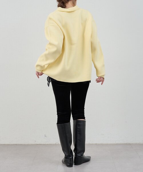 SHENERY(シーナリー)の「スキッパーラガーニット(ニット/セーター・レディース・イエロー/ブラック/オフホワイト・FREE)」の17枚目の写真