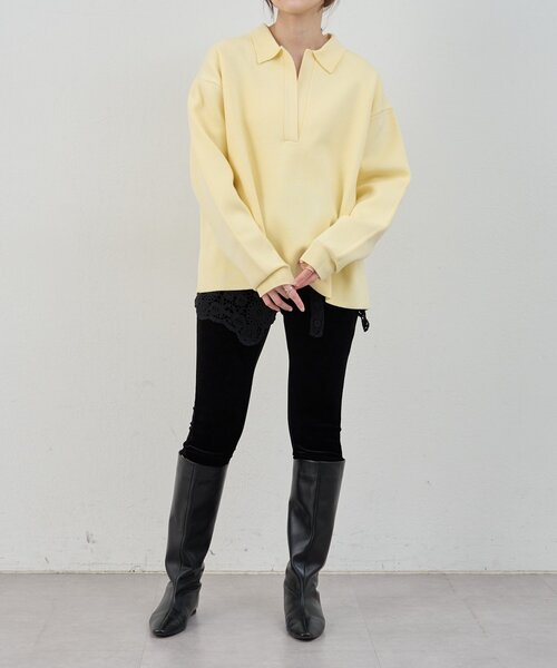 SHENERY(シーナリー)の「スキッパーラガーニット(ニット/セーター・レディース・イエロー/ブラック/オフホワイト・FREE)」の4枚目の写真